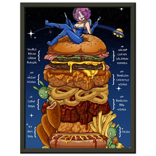 Cafe at the end of the universe 42 food challenge artwork Museum-Quality Matte Paper Metal Framed Poster